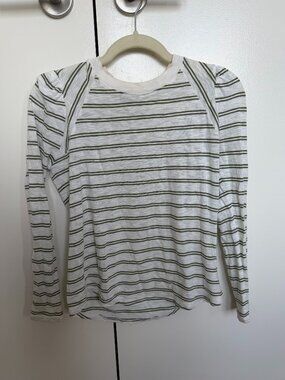Veronica Beard Mason Baseball Tee - Dark Sage/white